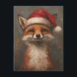 Festive and Cute Christmas Fox in Santa Hat Postcard<br><div class="desc">Capture the charm of the holidays with this delightful Christmas fox postcard, featuring an adorable red fox wearing a festive Santa hat. The rich, textured details of this oil painting-style artwork bring warmth and character to this playful and cozy holiday design. Perfect for adding a touch of whimsy to your...</div>