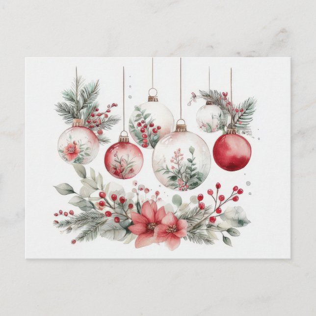 Festive and Elegant Christmas Bauble Card (Front)