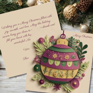 Festive and elegant Christmas Baubles Greeting Card