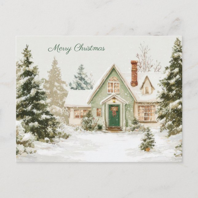 Festive and elegant Christmas Greeting Postcard (Front)