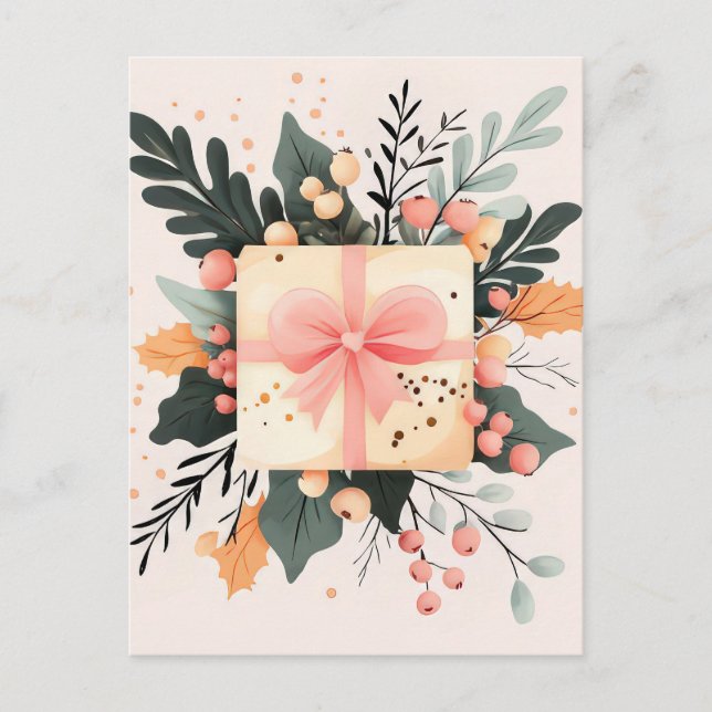 Festive and elegant Christmas Greeting Postcard (Front)