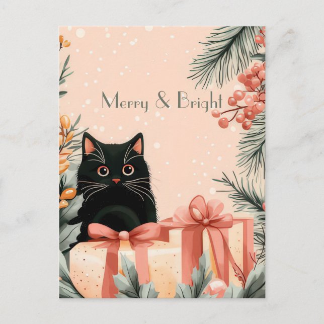 Festive and elegant Christmas Greeting Postcard (Front)