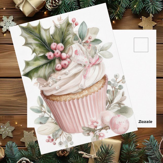 Festive and elegant Pastel Christmas Cupcake Postcard (Creator Uploaded)