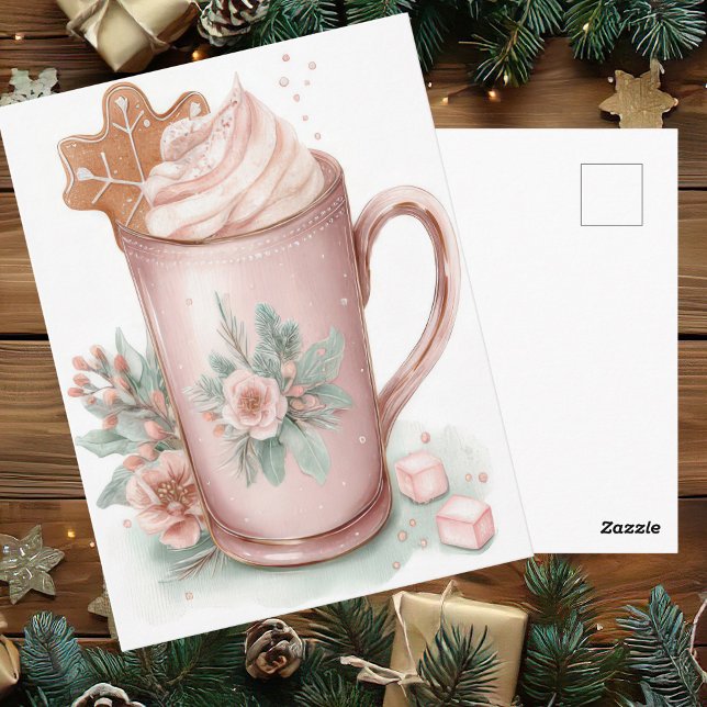 Festive and elegant Pastel Christmas Mug Postcard (Creator Uploaded)