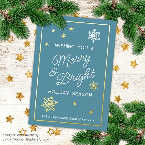 Festive And Elegant Seasons Greetings Gold Foil Holiday Card