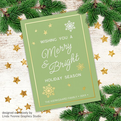 Festive And Elegant Seasons Greetings Gold Foil Holiday Card