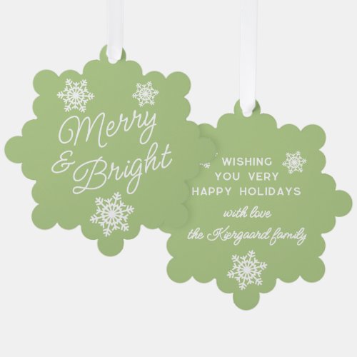 Festive And Elegant Seasons Greetings Ornament Card