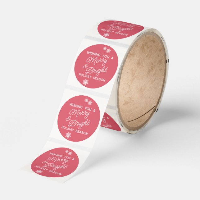 Festive And Elegant Seasons Greetings Snow Flake Classic Round Sticker (Roll)
