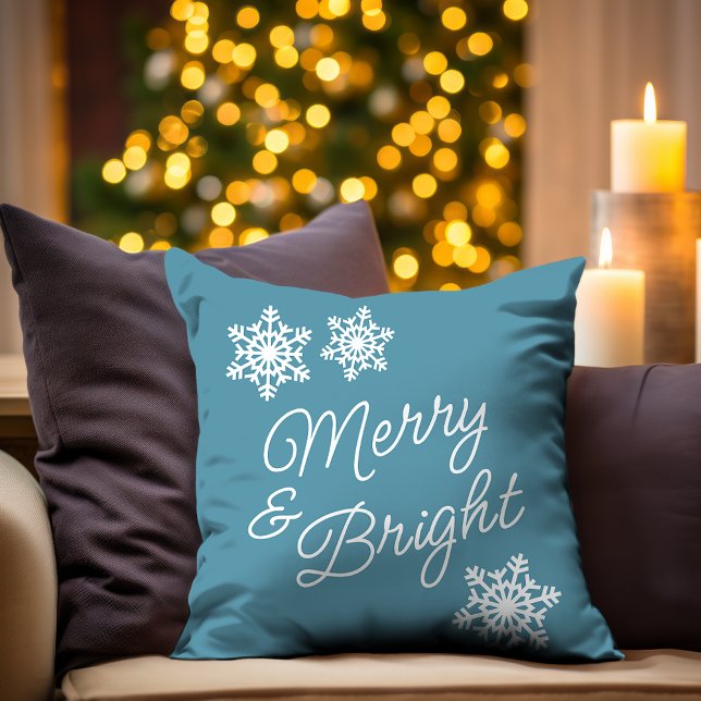 Festive And Elegant Seasons Greetings Snow Flake Throw Pillow (Creator Uploaded)