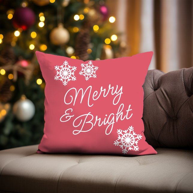 Festive And Elegant Seasons Greetings Snow Flake Throw Pillow (Creator Uploaded)