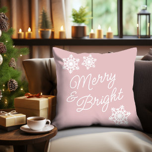 Festive And Elegant Seasons Greetings Snow Flake Throw Pillow