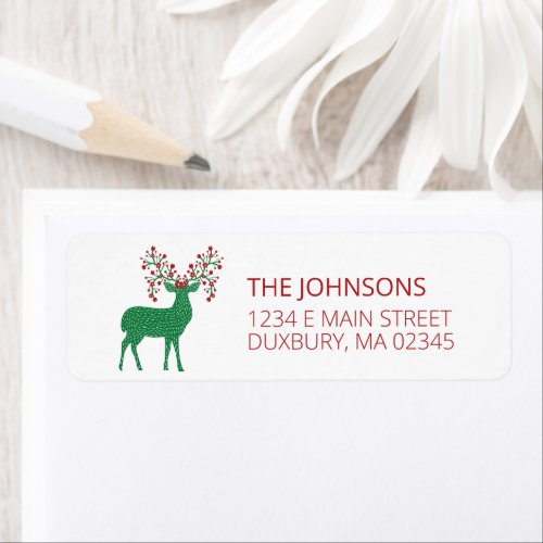 Festive and Fun Holiday Reindeer Return Address  Label