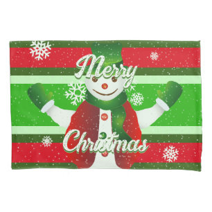 Festive and FUN Snowman Christmas Pillow Case