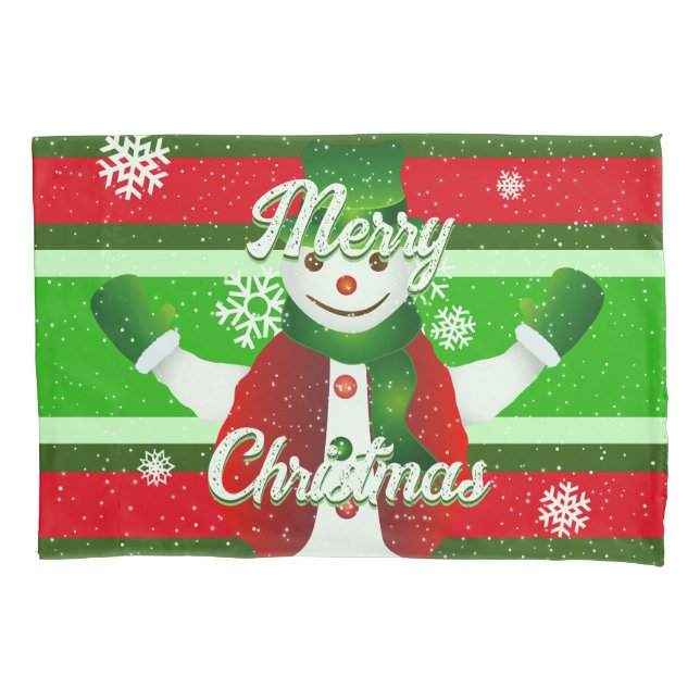 Festive and FUN Snowman Christmas Pillow Case (Front-Left)