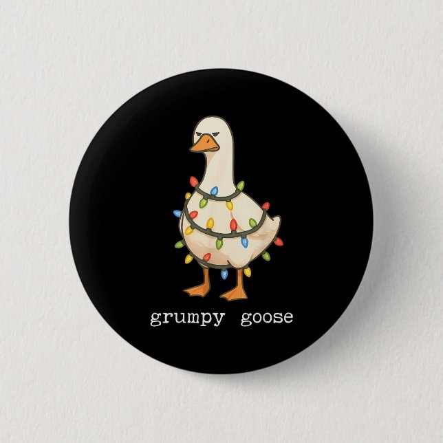 Festive And Mpy Goose Santa Hat Xmas Light Matchin Button (Front)