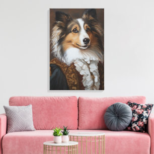 Festive and Regal Shetland Sheepdog Sheltie Canvas Print