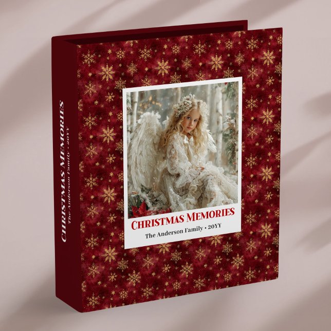 Festive Angel Poinsettia Red Gold Christmas Album 3 Ring Binder (Festive Angel Poinsettia Red Gold Christmas Ring Binder

)