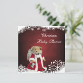 Festive Angel Teddy Bear Christmas Baby Shower Invitation (Standing Front)