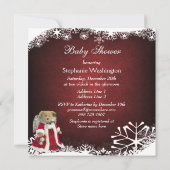 Festive Angel Teddy Bear Christmas Baby Shower Invitation (Back)