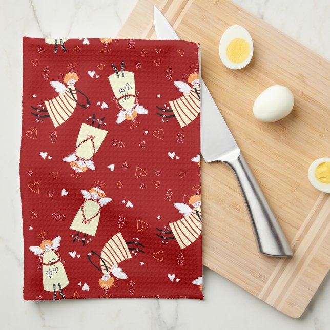 Festive Angels Kitchen Towel (Quarter Fold)