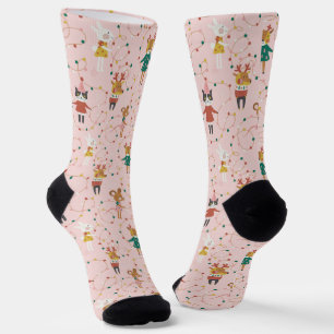 Festive Animal Friends Christmas Pattern Socks