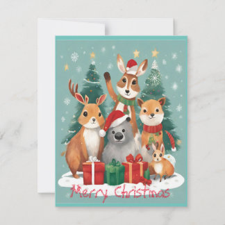 Festive Animal Friends Merry Christmas Invitation
