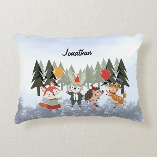 Festive animals accent pillow (Front)