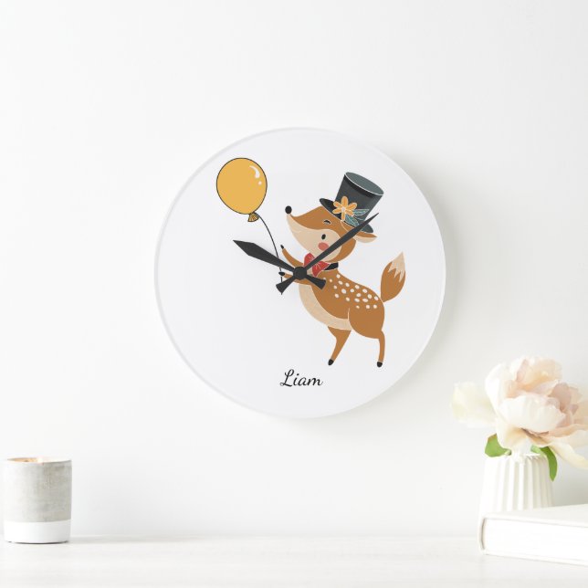 Festive animals - Fawn Large Clock (Home)