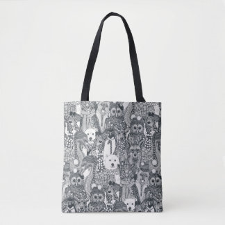 festive animals gray tote bag