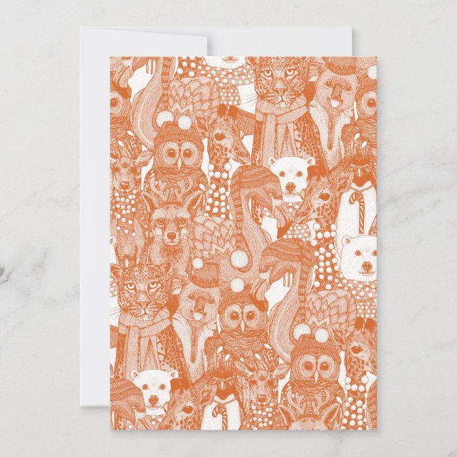 festive animals orange holiday card (Front)