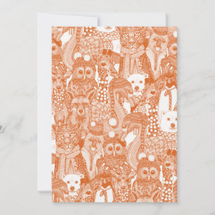 festive animals orange holiday card