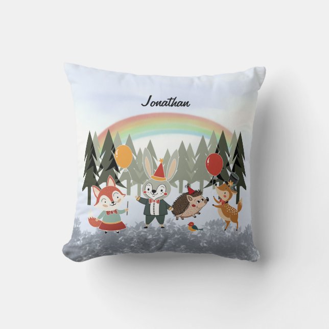 Festive animals throw pillow (Front)