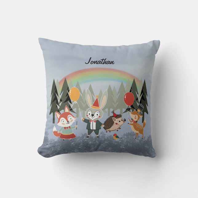 Festive animals throw pillow (Front)