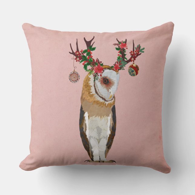 FESTIVE  ANTLER OWL Pillow (Front)