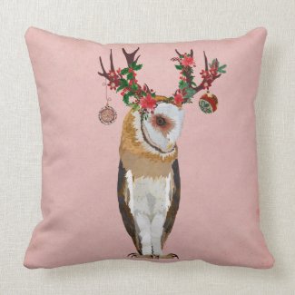 FESTIVE  ANTLER OWL Pillow