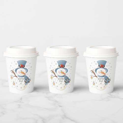 Festive any purpose Winter snowman Paper Plates Paper Cups