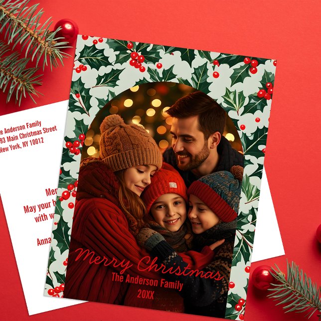 Festive Arch Shaped Photo Frame Christmas Holiday Postcard (Creator Uploaded)