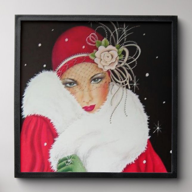 Festive art deco lady Christmas  Peel And Stick Photo Tile (Front Set)
