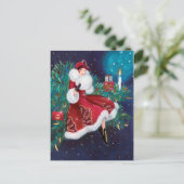 Festive art deco retro vintage Christmas lady Holiday Postcard (Standing Front)
