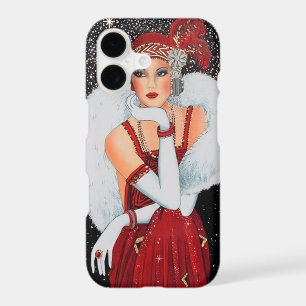 Festive art deco retro vintage Christmas lady iPhone 17 Case