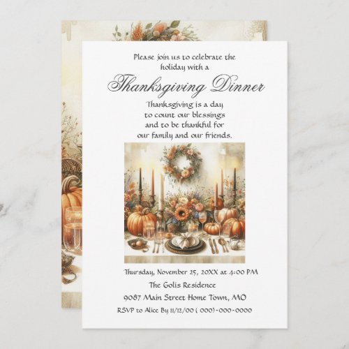 Festive Autumn  Family Friends Thanksgiving Dinner Invitation