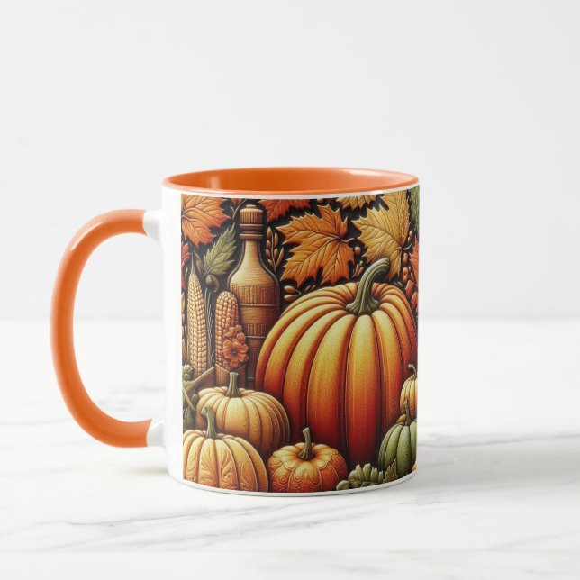 Festive Autumn Season Harvest Pumpkins Coffee Mug (Left)