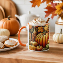 Festive Autumn Season Harvest Pumpkins Coffee Mug