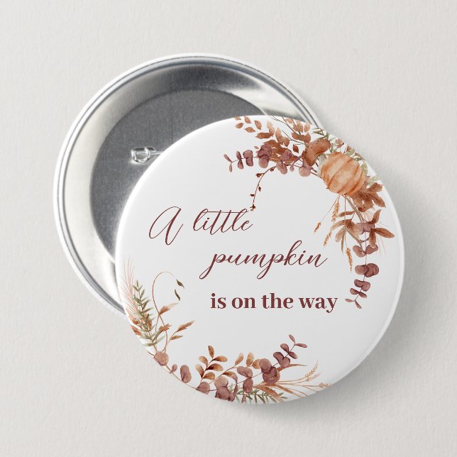 Festive Autumn Terracotta Baby Fox Pumpkin Button (Front & Back)