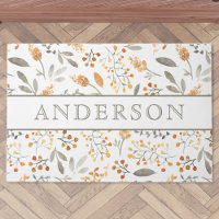 Festive Autumn Watercolor Foliage Family Name