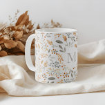 Festive Autumn Watercolor Foliage Initial Coffee Mug<br><div class="desc">Custom-designed monogram mug featuring autumn/fall watercolor floral,  berries,  and foliage design.</div>
