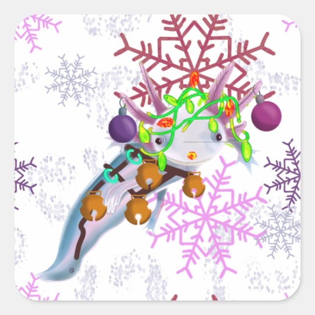 Festive Axlotl Square Sticker (Front)