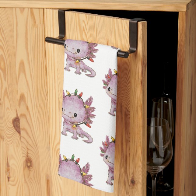 Festive Axolotl Kitchen Towel (Thirds Fold)