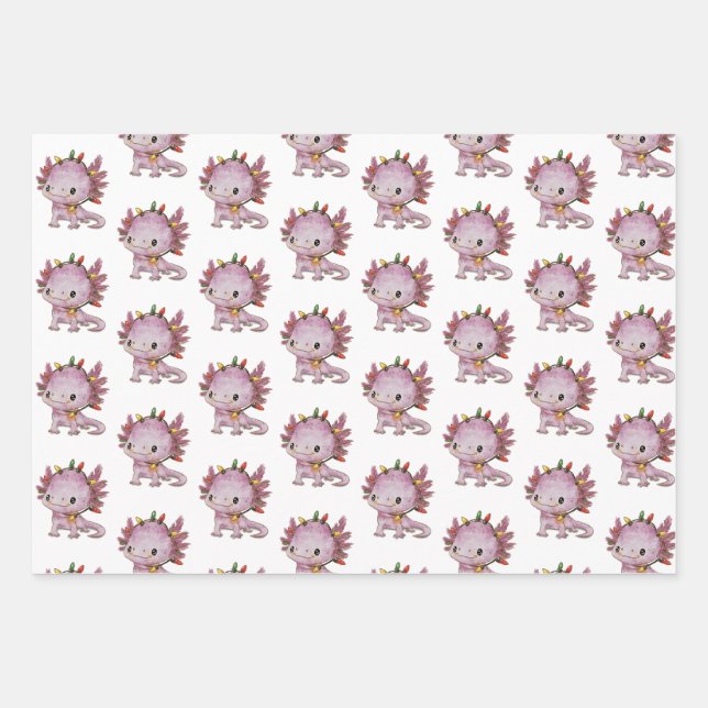 Festive Axolotl Wrapping Paper Sheets (Front 3)