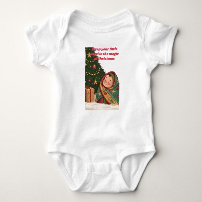 Festive Baby Bodysuit – Wrapped in Christmas Magic (Front)